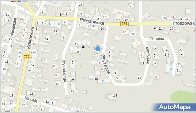 Słomniki, Partyzantów, 4, mapa Słomniki