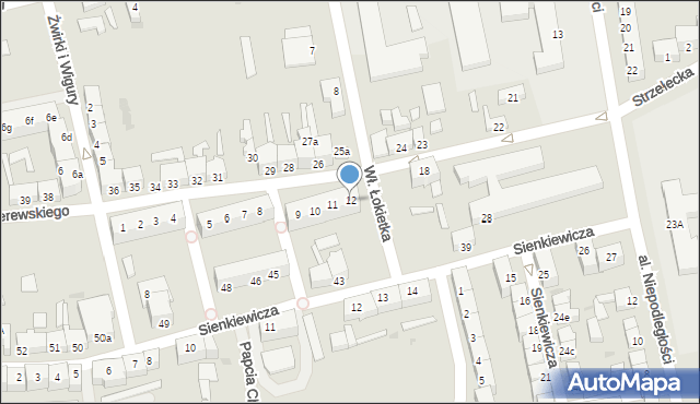 Słubice, Paderewskiego Ignacego Jana, 12, mapa Słubice