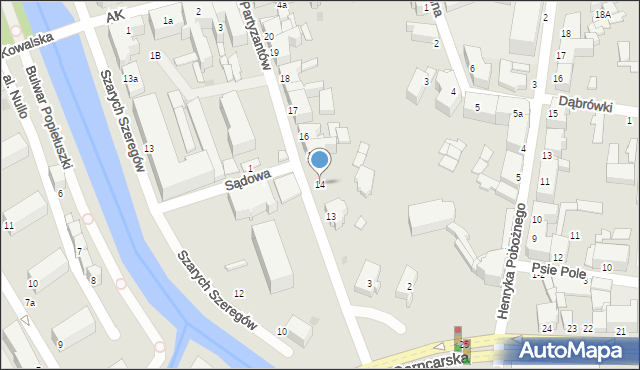 Słupsk, Partyzantów, 14, mapa Słupska