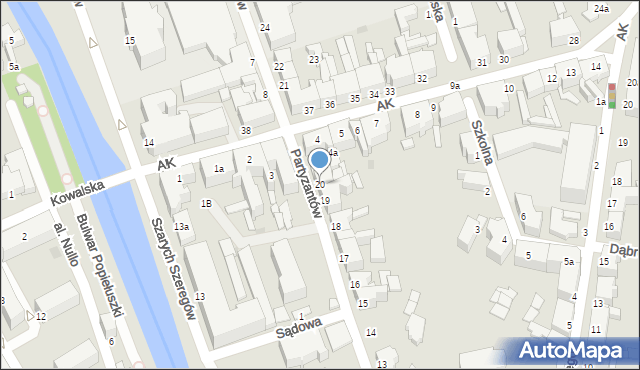 Słupsk, Partyzantów, 20, mapa Słupska