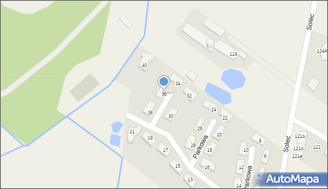 Solec, Parkowa, 36, mapa Solec