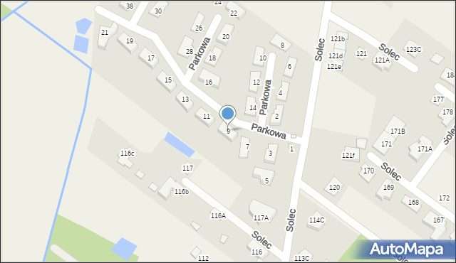 Solec, Parkowa, 9, mapa Solec