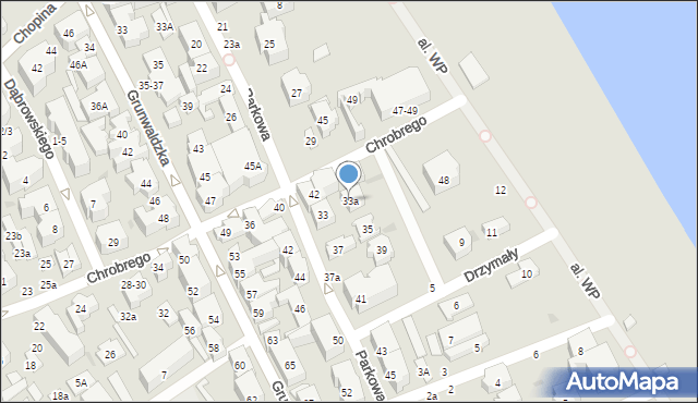 Sopot, Parkowa, 33a, mapa Sopotu