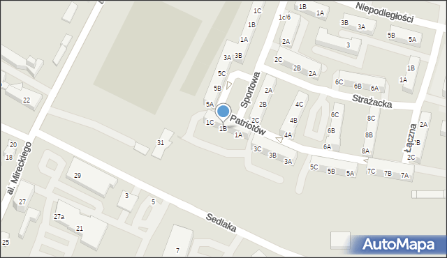 Sosnowiec, Patriotów, 1B, mapa Sosnowca
