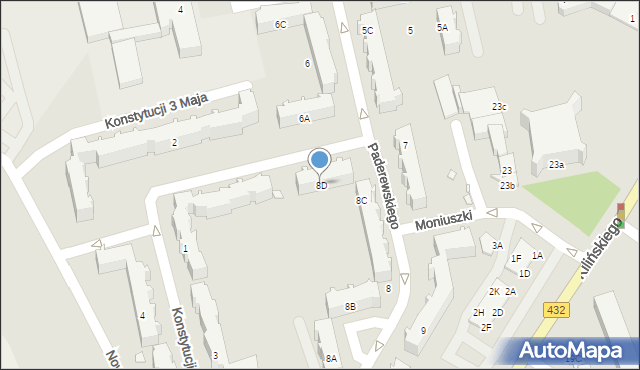 Śrem, Paderewskiego Ignacego Jana, 8D, mapa Śrem