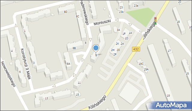 Śrem, Paderewskiego Ignacego Jana, 9, mapa Śrem