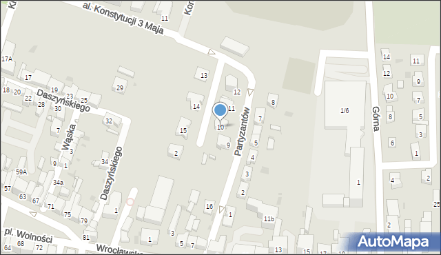 Środa Śląska, Partyzantów, 10, mapa Środa Śląska