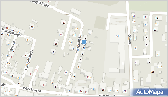 Środa Śląska, Partyzantów, 5, mapa Środa Śląska