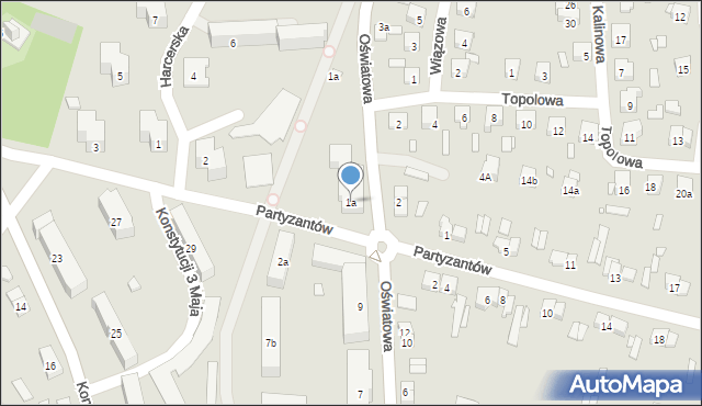 Starachowice, Partyzantów, 1a, mapa Starachowic