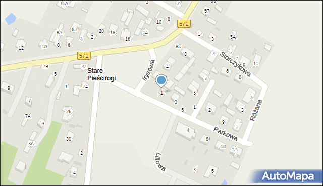 Stare Pieścirogi, Parkowa, 1, mapa Stare Pieścirogi