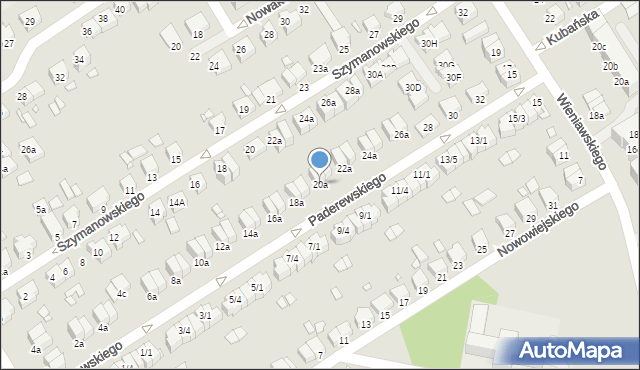 Stargard, Paderewskiego Ignacego Jana, 20a, mapa Stargard