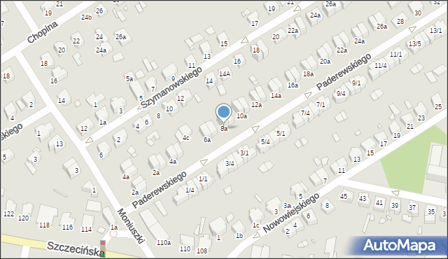 Stargard, Paderewskiego Ignacego Jana, 8a, mapa Stargard