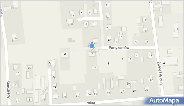 Staroźreby, Partyzantów, 9, mapa Staroźreby