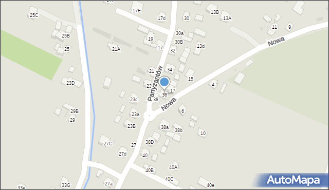 Stary Sącz, Partyzantów, 36, mapa Stary Sącz