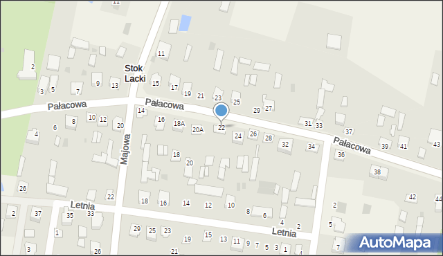 Stok Lacki-Folwark, Pałacowa, 22, mapa Stok Lacki-Folwark