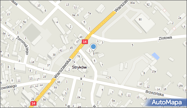 Stryków, Paderewskiego Ignacego Jana, 3, mapa Stryków