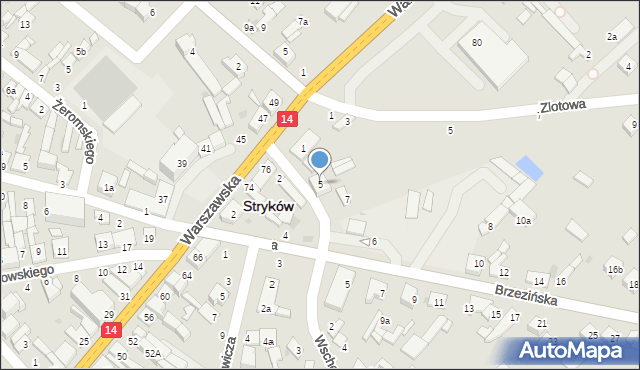 Stryków, Paderewskiego Ignacego Jana, 5, mapa Stryków
