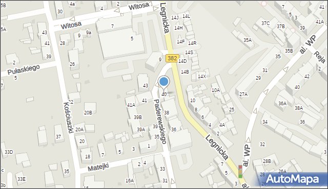 Strzegom, Paderewskiego Ignacego Jana, 40, mapa Strzegom