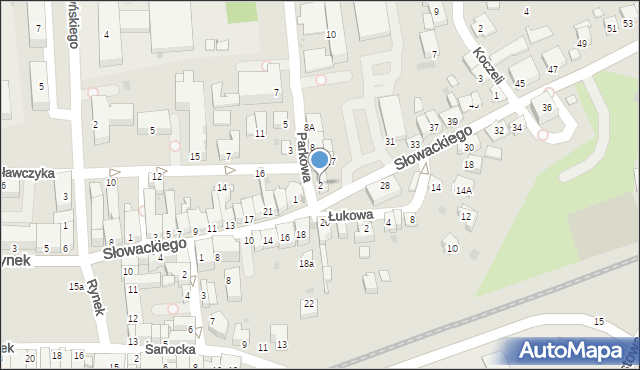 Strzyżów, Parkowa, 2, mapa Strzyżów