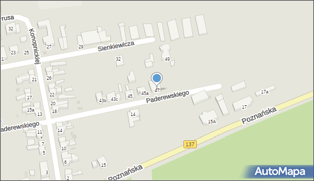 Sulęcin, Paderewskiego Ignacego Jana, 47, mapa Sulęcin