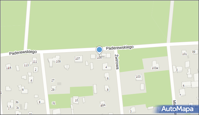 Sulejówek, Paderewskiego Ignacego Jana, 105, mapa Sulejówek