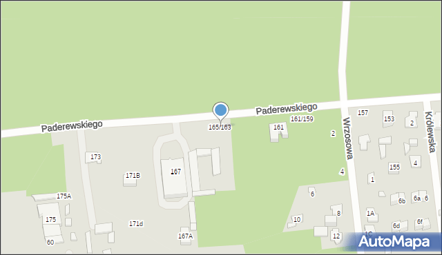 Sulejówek, Paderewskiego Ignacego Jana, 165/163, mapa Sulejówek
