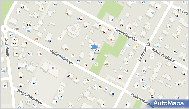 Sulejówek, Paderewskiego Ignacego Jana, 74b, mapa Sulejówek