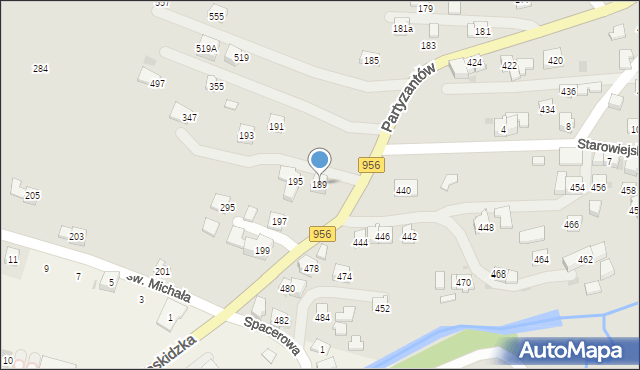 Sułkowice, Partyzantów, 189, mapa Sułkowice