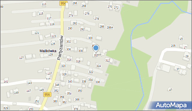 Sułkowice, Partyzantów, 310, mapa Sułkowice