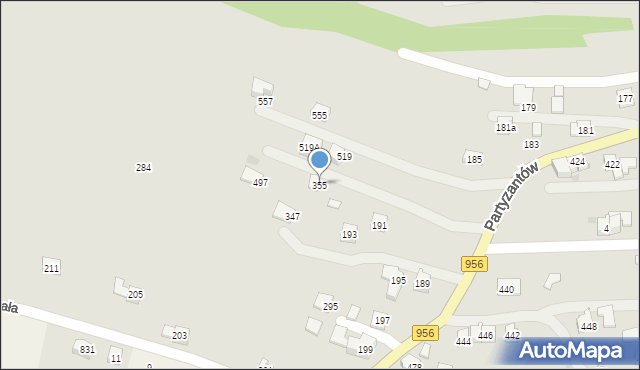 Sułkowice, Partyzantów, 355, mapa Sułkowice