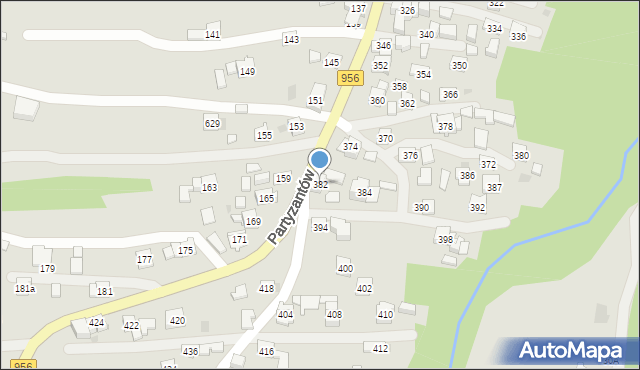 Sułkowice, Partyzantów, 382, mapa Sułkowice