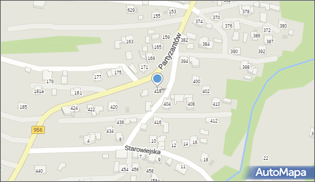 Sułkowice, Partyzantów, 418, mapa Sułkowice