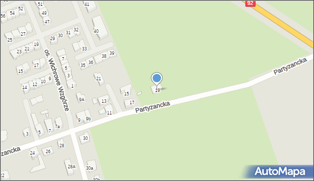 Świebodzin, Partyzancka, 19, mapa Świebodzin