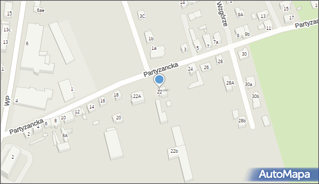 Świebodzin, Partyzancka, 22, mapa Świebodzin