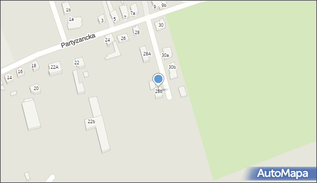 Świebodzin, Partyzancka, 28b, mapa Świebodzin
