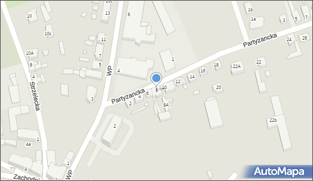 Świebodzin, Partyzancka, 8, mapa Świebodzin