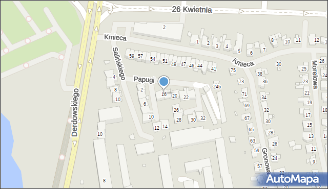 Szczecin, Papugi Jana, 16, mapa Szczecina