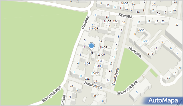 Szczecin, Parkowa, 3B, mapa Szczecina