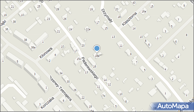 Szczytno, Paderewskiego Ignacego Jana, 18a, mapa Szczytno