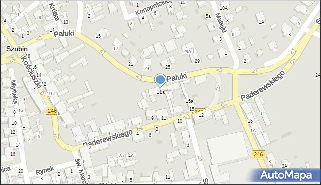 Szubin, Paderewskiego Ignacego Jana, 11a, mapa Szubin