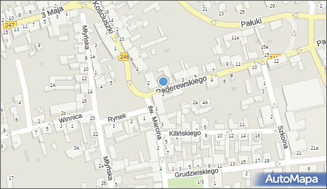 Szubin, Paderewskiego Ignacego Jana, 2, mapa Szubin