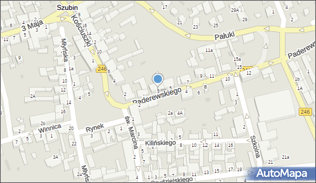 Szubin, Paderewskiego Ignacego Jana, 3, mapa Szubin