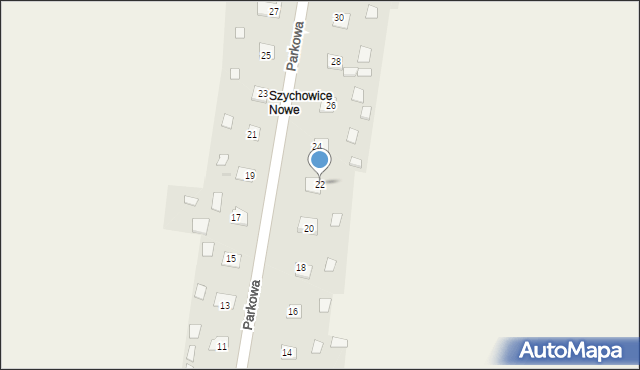 Szychowice Nowe, Parkowa, 22, mapa Szychowice Nowe