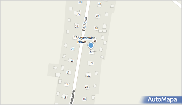 Szychowice Nowe, Parkowa, 24, mapa Szychowice Nowe