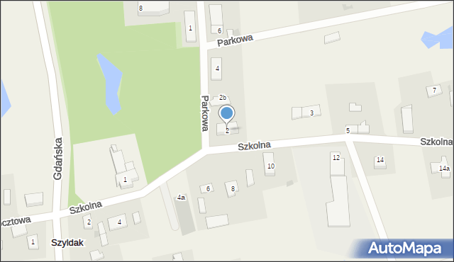 Szyldak, Parkowa, 2, mapa Szyldak