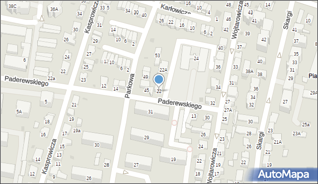 Tarnów, Paderewskiego Ignacego Jana, 22, mapa Tarnów