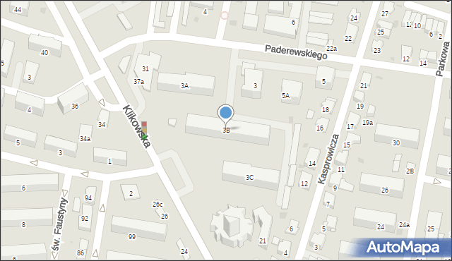 Tarnów, Paderewskiego Ignacego Jana, 3B, mapa Tarnów