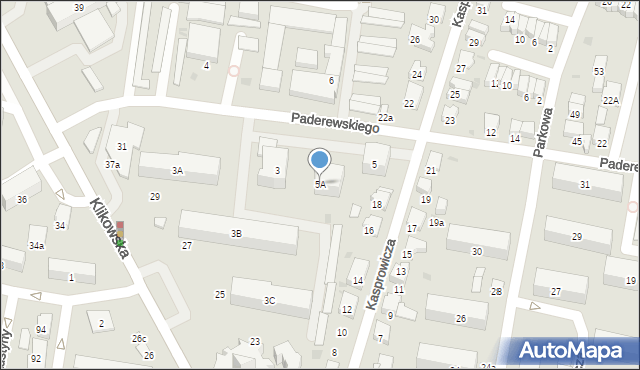 Tarnów, Paderewskiego Ignacego Jana, 5A, mapa Tarnów