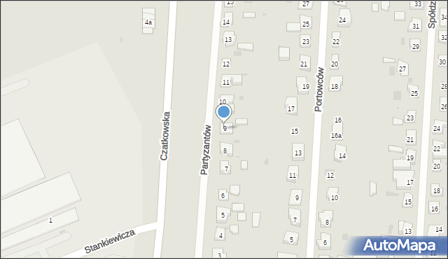 Tczew, Partyzantów, 9, mapa Tczew