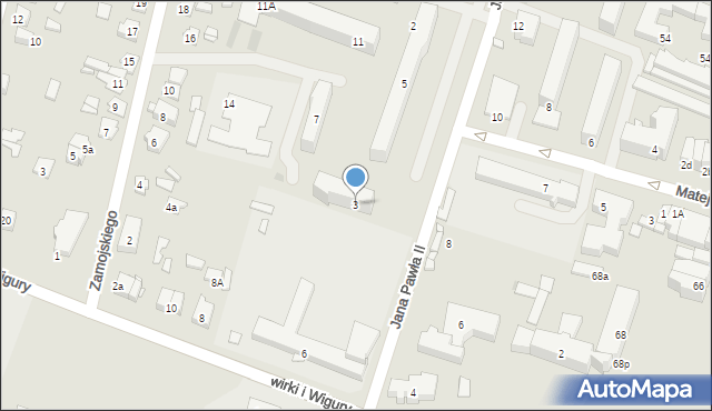 Tomaszów Lubelski, Papieża Jana Pawła II, 3, mapa Tomaszów Lubelski